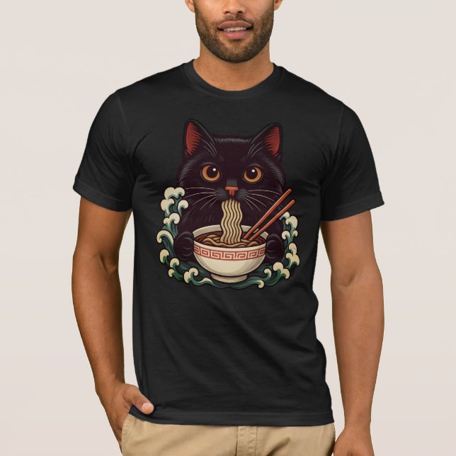 Black Cat Ramen T - Shirt (Vorderseite)