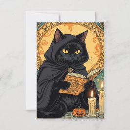 Black Cat Reading The Jack o lantern Journal Einladung