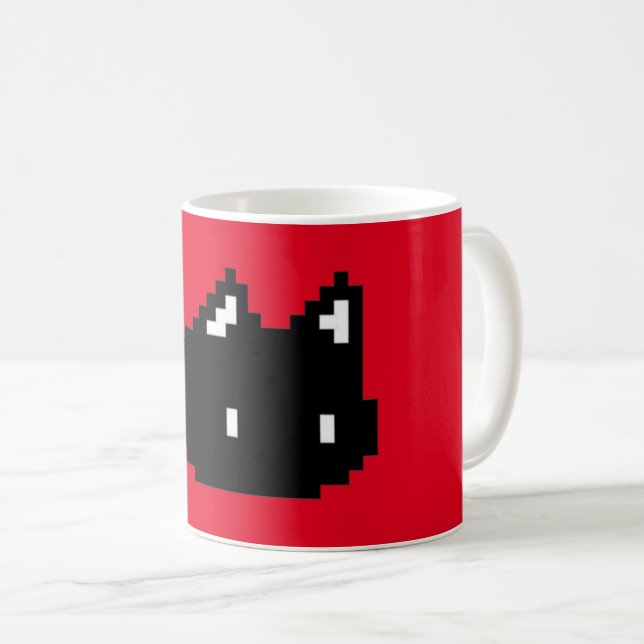 Black Cat Red Coffee Tasse 8 bit (VorderseiteRechts)