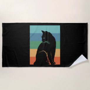 Black Cat Retro Vintag Strandtuch