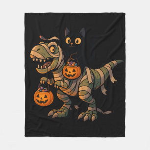 Black Cat Riding Mummy T-Rex - Niedliches Hallowee Fleecedecke