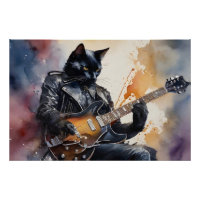 Black Cat Rock Star Gitarre Leather Jacket