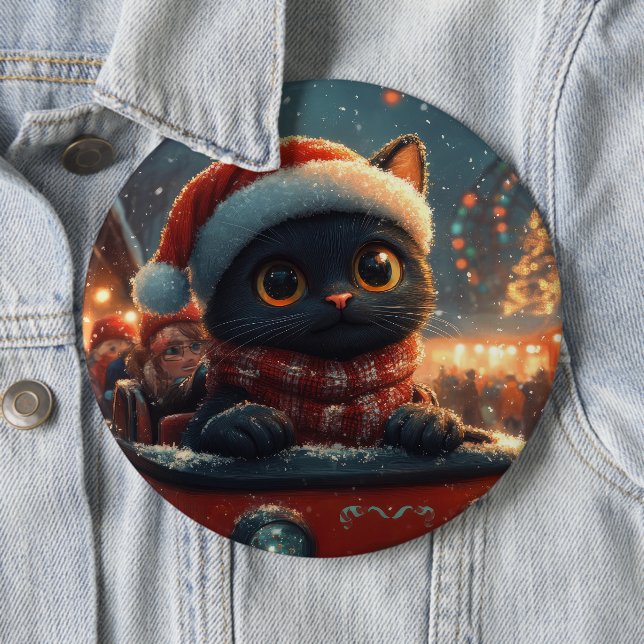 Black Cat Roller Untersetzer Weihnachten Button (Beispiel)