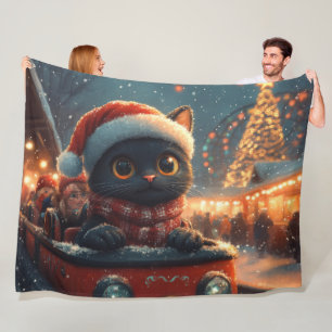 Black Cat Roller Untersetzer Weihnachten Fleecedecke