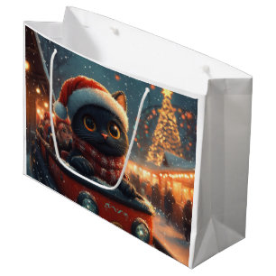 Black Cat Roller Untersetzer Weihnachten Große Geschenktüte