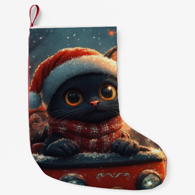 Black Cat Roller Untersetzer Weihnachten Kleiner Weihnachtsstrumpf (Vorderseite)