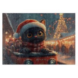 Black Cat Roller Untersetzer Weihnachten Schneidebrett