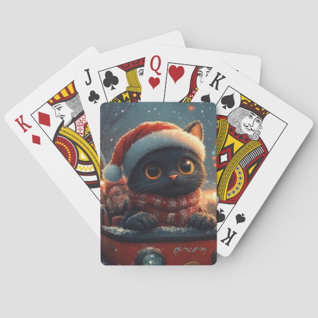 Black Cat Roller Untersetzer Weihnachten Spielkarten (Rückseite)