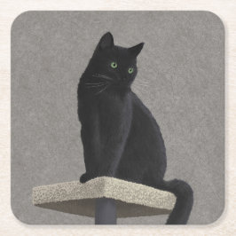 Black Cat Royalty Rechteckiger Pappuntersetzer