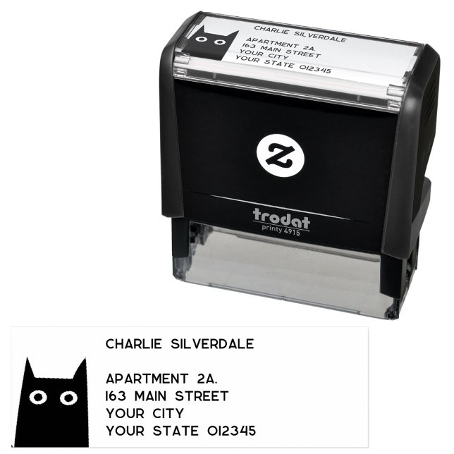 Black Cat Rücksendeadresse Permastempel (Fun black cat address self inking stamp)