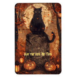 Black Cat Samhain Halloween Grußkarte Magnet