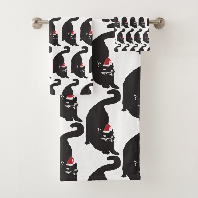 Black Cat Santa Badhandtuch Set (Insitu)