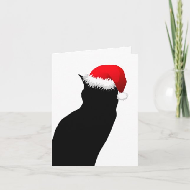 Black Cat Santa Happy Mitteilungskarten (Vorderseite)
