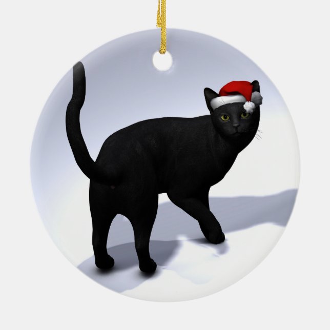 Black Cat Santa Keramikornament (Hinten)