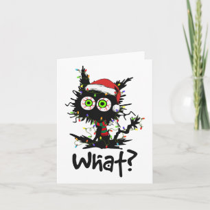 Black Cat Santa Light Weihnachtskatze Was Weihnach Karte
