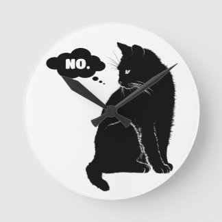 Black Cat Says No - Funny Cat Lover Gift Runde Wanduhr