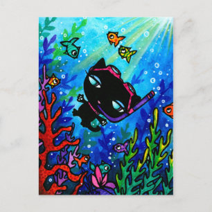 Black Cat Scuba Dive Fisch Seefahrt Postkarte