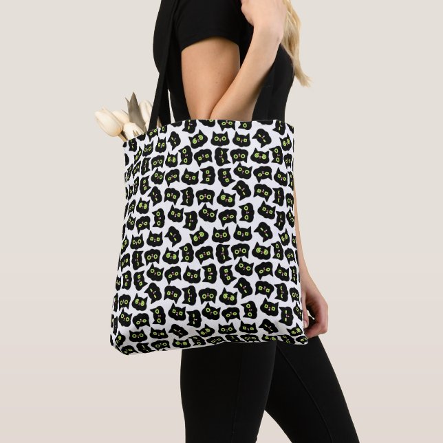Black Cat Seamless Pattern Pet Liebhaber Tasche (Von Nahem)