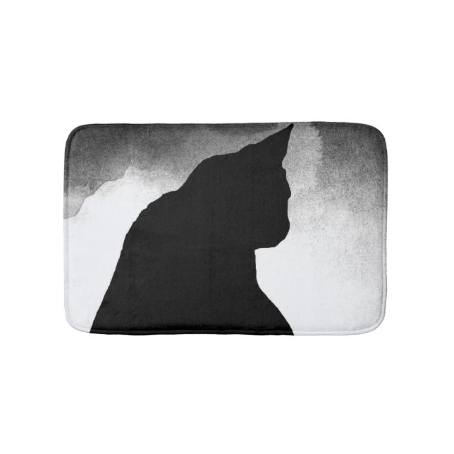 Black Cat Silhouette Bath Mat Badematte (Vorderseite)