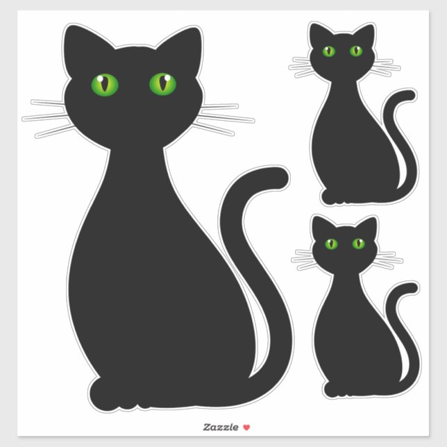 Black Cat Silhouette Eyes Aufkleber (Blatt)