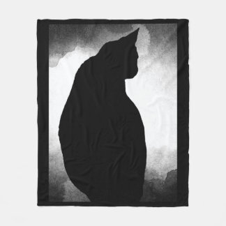 Black Cat Silhouette Fleecedecke