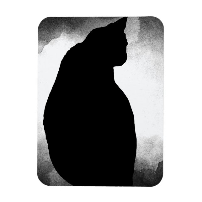 Black Cat Silhouette Foto Magnet (Vertikal)