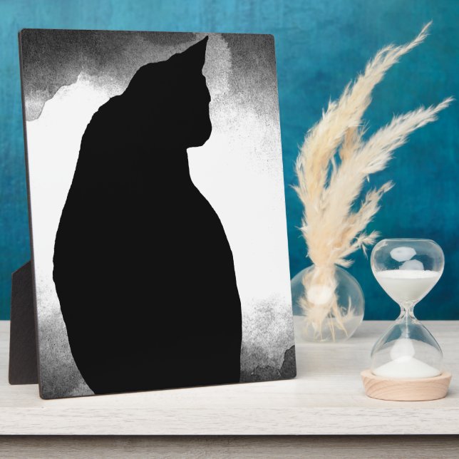 Black Cat Silhouette Fotoplatte (Seite)