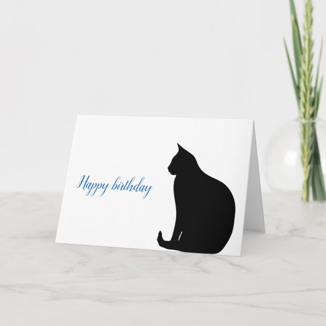 Black Cat Silhouette Geburtstag Karte (Vorderseite)