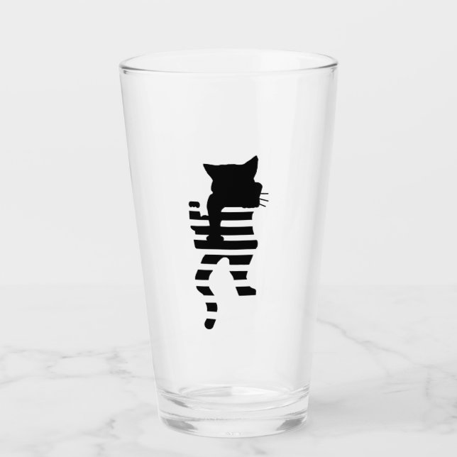 Black Cat Silhouette Glas (Vorderseite)
