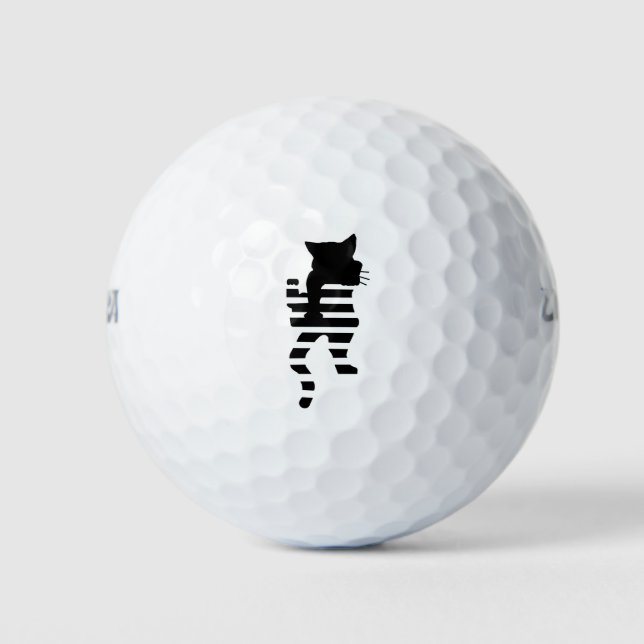 Black Cat Silhouette Golfball (Vorderseite)