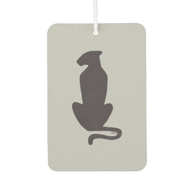 Black Cat Silhouette, graues Auto-Lufterfrischer Autolufterfrischer (Vorderseite)