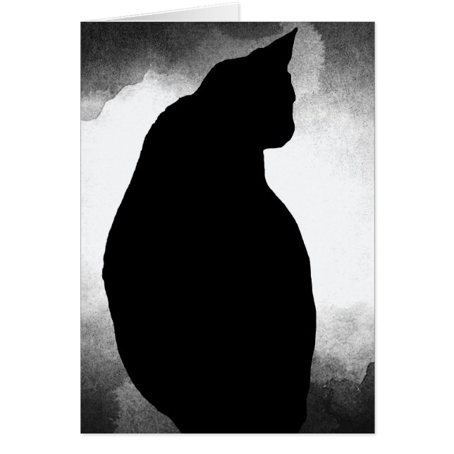 Black Cat Silhouette Grußkarte (Vorne)