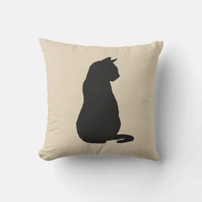 Black Cat Silhouette Halloween Fall Throw Kissen (Vorderseite)