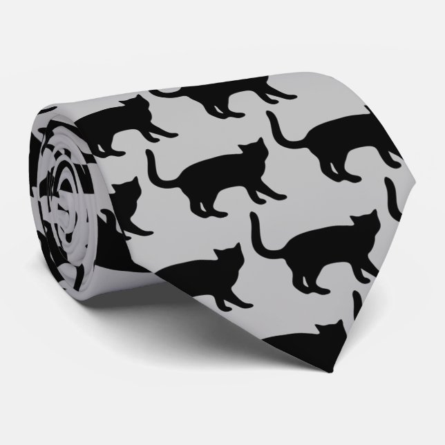 Black Cat Silhouette Krawatte (Gerollt)