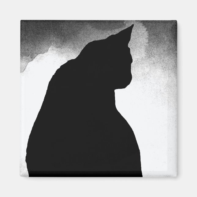 Black Cat Silhouette Magnet (Vorne)