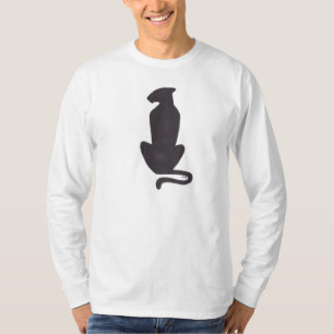 Black Cat Silhouette Männer Weiß Langärmel Shirt