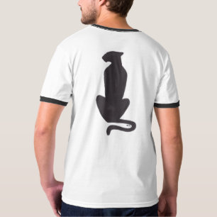 Black Cat Silhouette Männer Weißer Ringer T - Shir T-Shirt