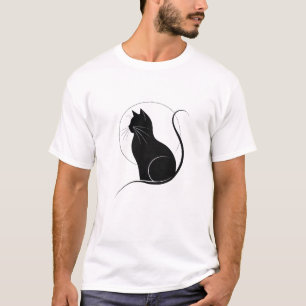 Black Cat Silhouette Minimalistisch Print T - Shir T-Shirt