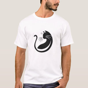 Black Cat Silhouette Minimalistisch Print T - Shir T-Shirt