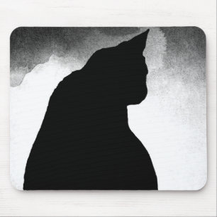 Black Cat Silhouette Mouse Pad Mousepad