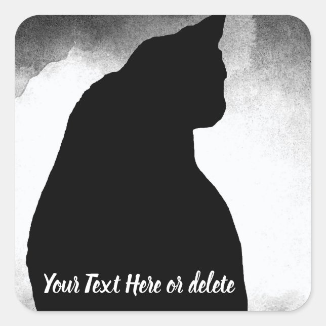 Black Cat Silhouette Quadratischer Aufkleber (Vorderseite)