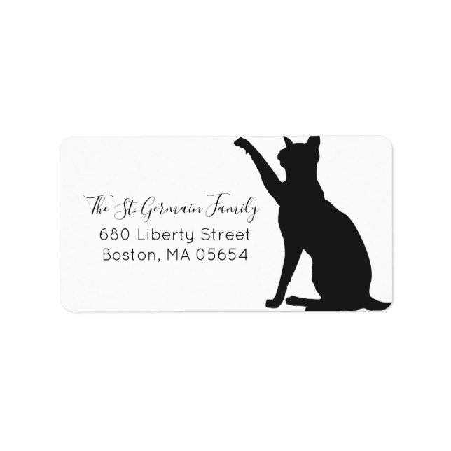 Black Cat Silhouette Rücksendeadresse Adressaufkleber (Vorne)