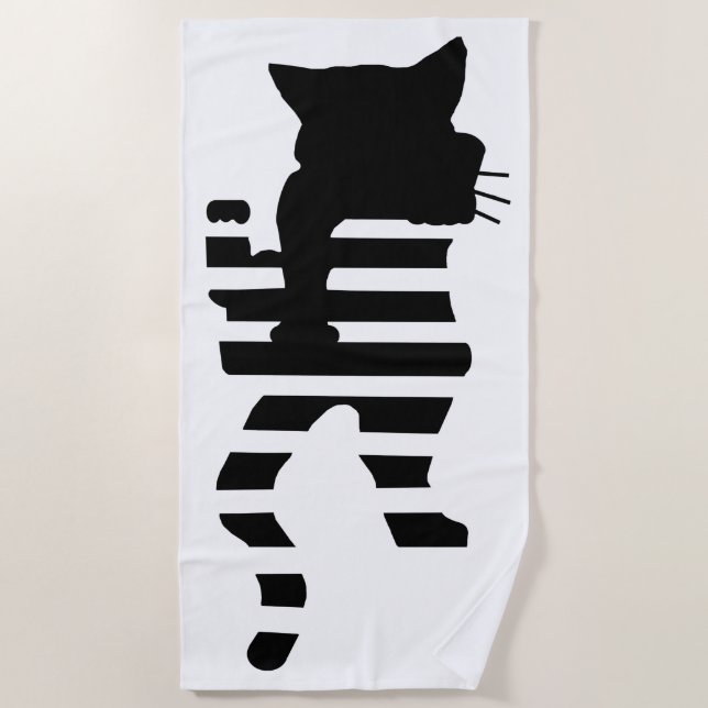 Black Cat Silhouette Strandtuch (Vorderseite)