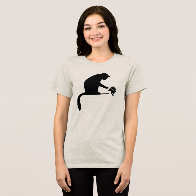 Black Cat Silhouette Tri-Blend Shirt (Vorderseite voll)
