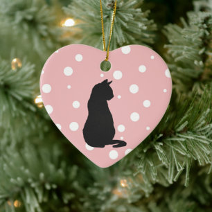 Black Cat Silhouette Weihnachten Keramik Ornament