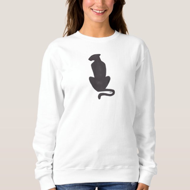 Black Cat Silhouette Weiße Sweatshirt (Vorderseite)