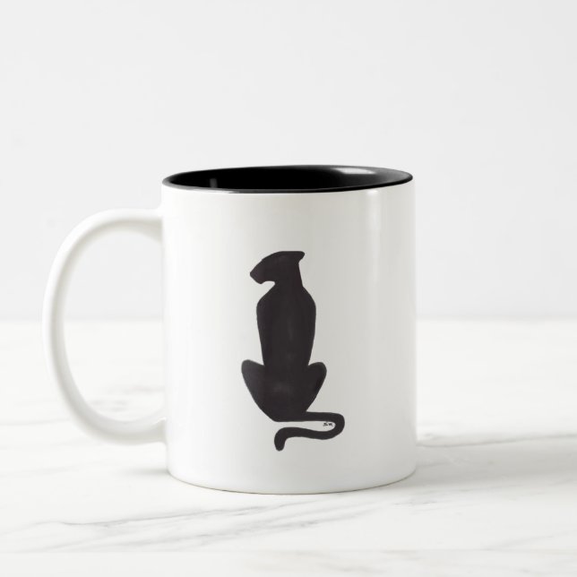 Black Cat Silhouette Zwei-Töne Kaffee Tasse (Links)