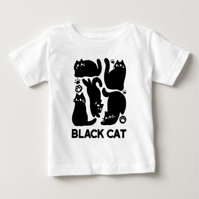 Black Cat Silhouetten - Niedliches Feline Design Baby T-shirt (Vorderseite)