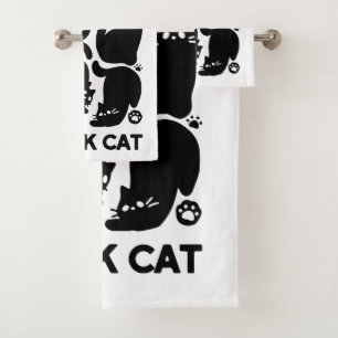 Black Cat Silhouetten - Niedliches Feline Design Badhandtuch Set