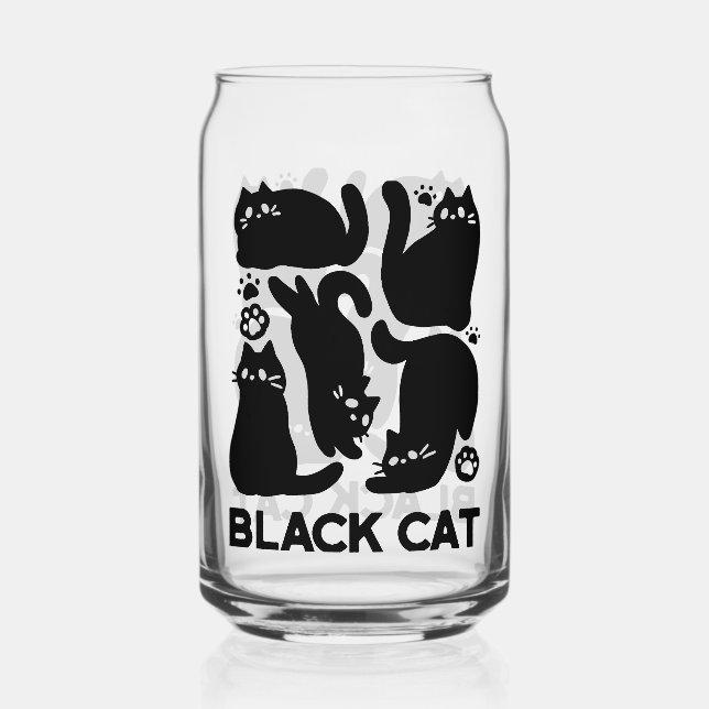 Black Cat Silhouetten - Niedliches Feline Design Dosenglas (Vorderseite)